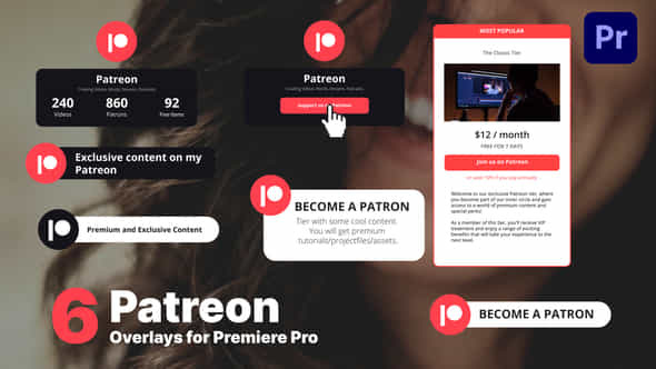 Patreon Subscribe Overlays - VideoHive 45990884
