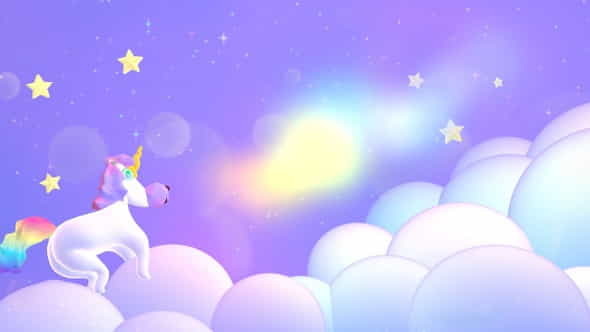 Magic Unicorn And Stars - VideoHive 24671060