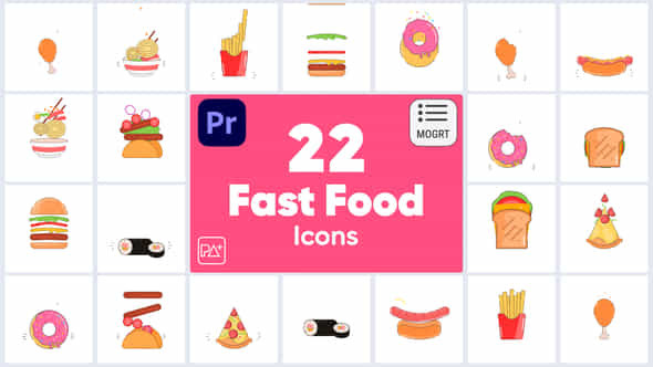 Fast Food Icons For Premiere Pro - VideoHive 48877262