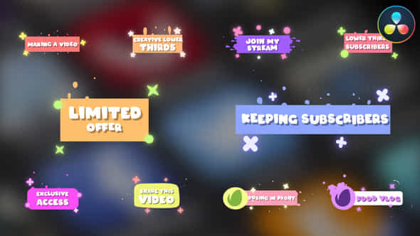Cartoon Lower Thirds And Subscribers For Davinci Resolve - VideoHive 52094221
