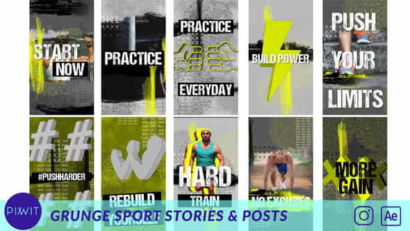 Grunge Sports StoriesPosts - VideoHive 31501691