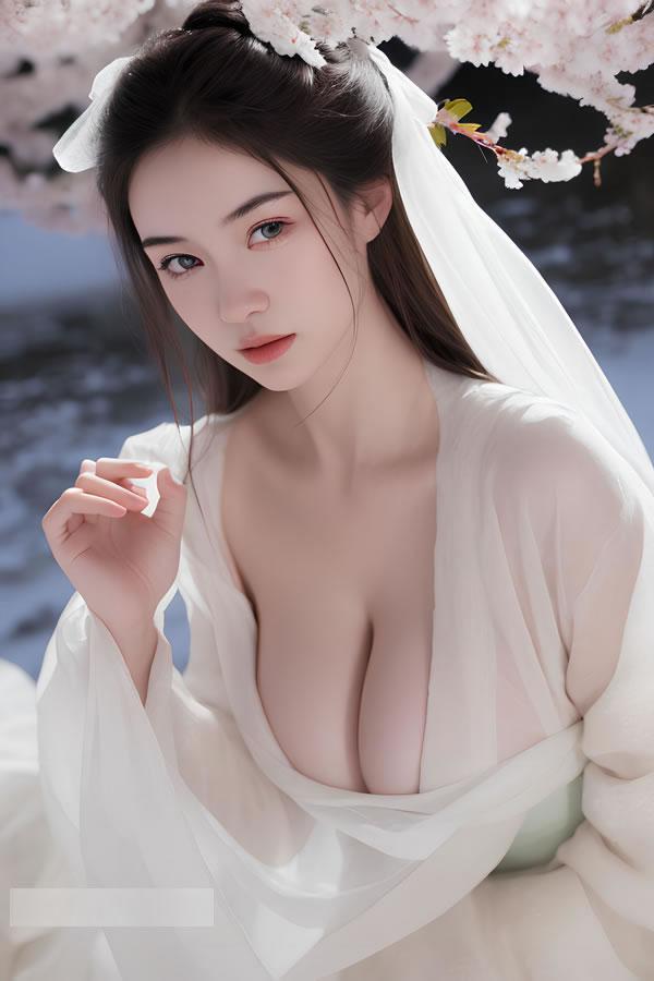 温婉多情的AI古装美女白衣飘飘胜雪(21)