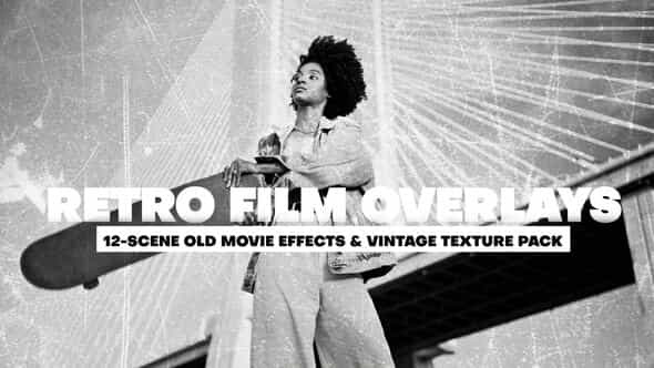 12Scene Retro Film Overlays Old Movie Effects Vintage Texture Pack - VideoHive 59579439