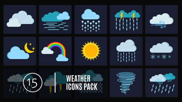 15 Weather Icons Pack - VideoHive 24658488
