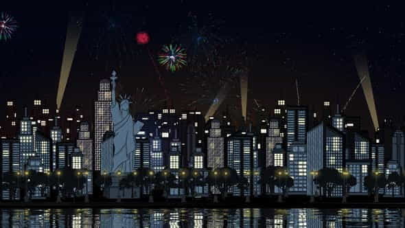 City Fireworks Side Pan HD - VideoHive 32859290