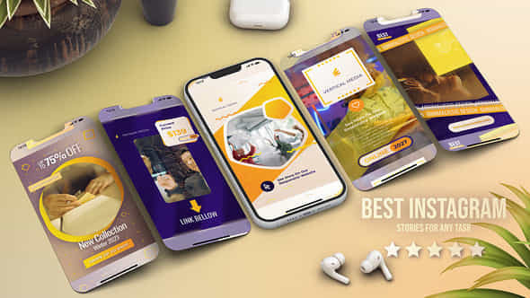 Elearning Instagram Posts Vertical Stories Promo Reels Yellow - VideoHive 56481274