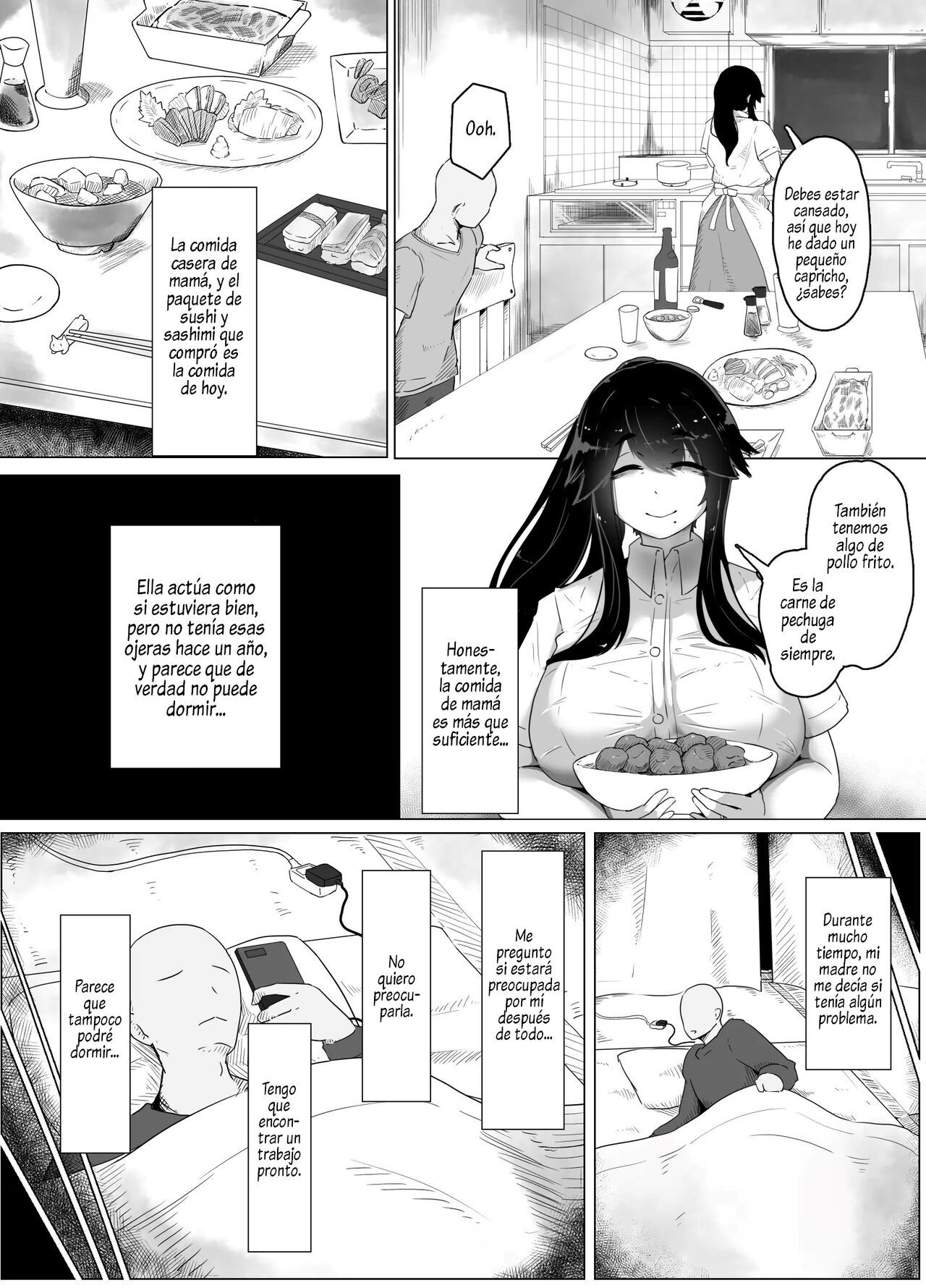 [hahayamoya (moya)] Oyasumi, Okaa-san I  Good Night, Mom I [Spanish]  [Al Chile no Sé Scan]