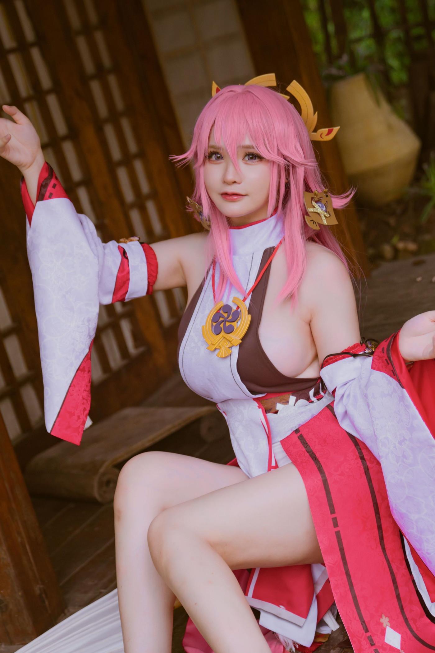 Cosplay 前羽_rr 原神 八重神子(44)