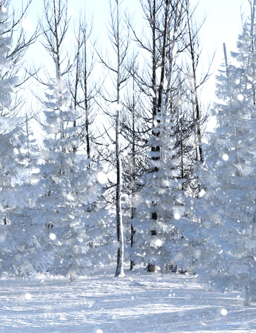 Winter Pine Forest Prop Set