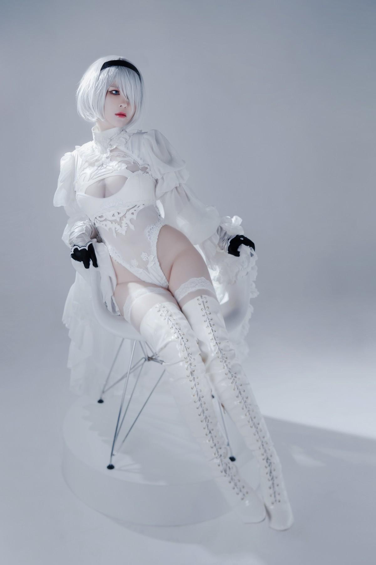 Cosplay 半半子 Automataヨルハ二号B型 白いドレス(18)