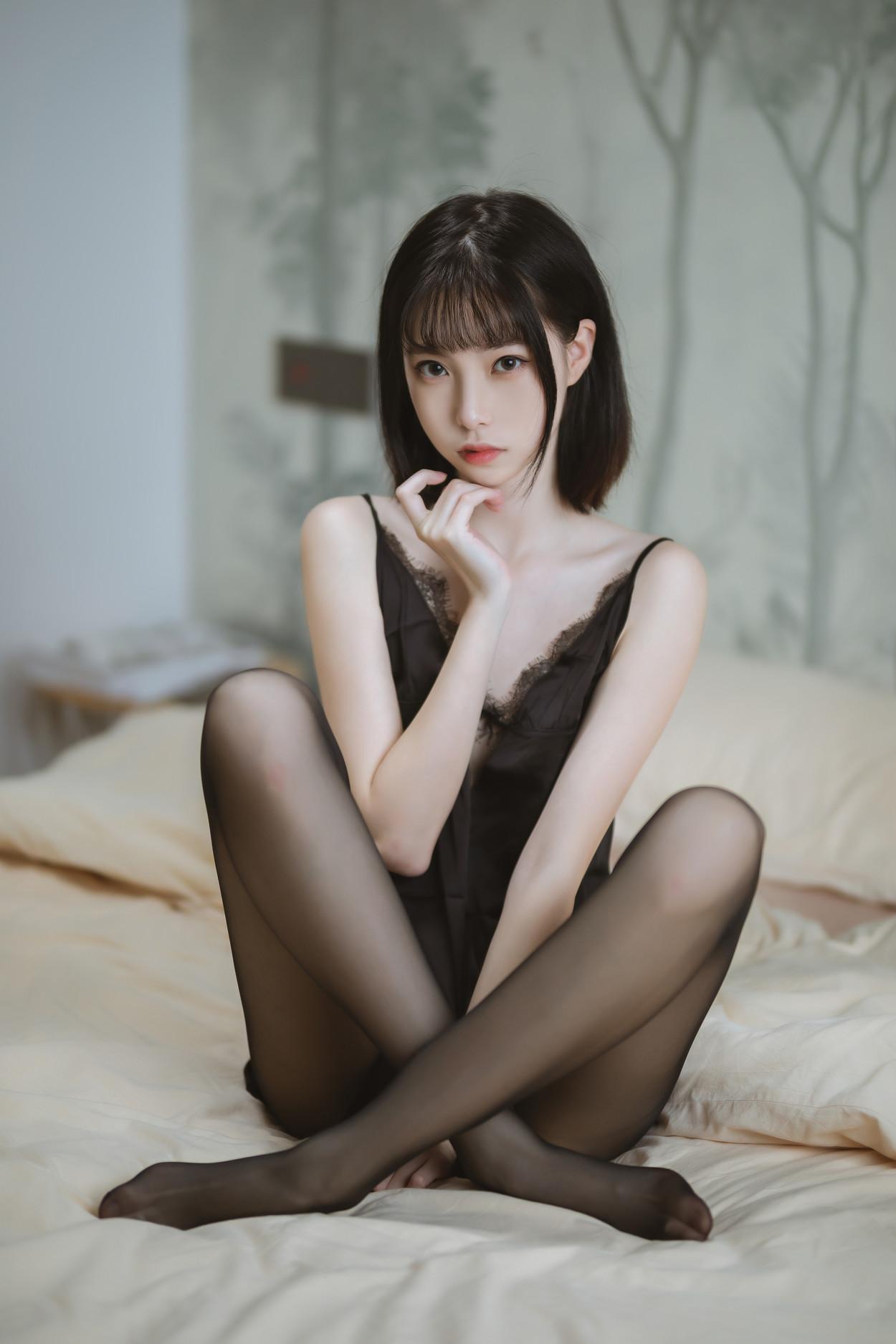 Cosplay 许岚LAN 黑色蕾丝睡衣(32)