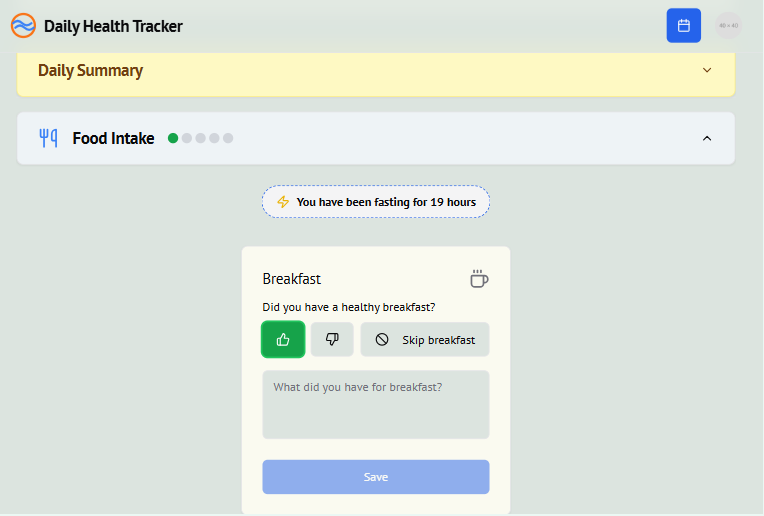 Daily Health Tracker - Desktop View 2