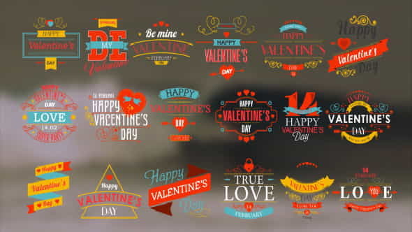 Happy Valentines Day Badges Pack - VideoHive 10298813