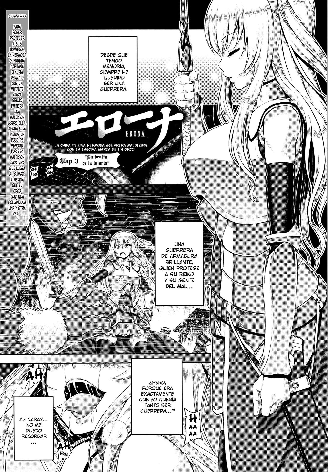 [Yamada Gogogo] Erona -Orc no Inmon ni Okasareta Onna Kishi no Matsuro-  Erona -La Caída de una Hermosa Guerrera Maldecida con la Lasciva Marca de un Orco + Epílogo [Spanish] {meiwow + k