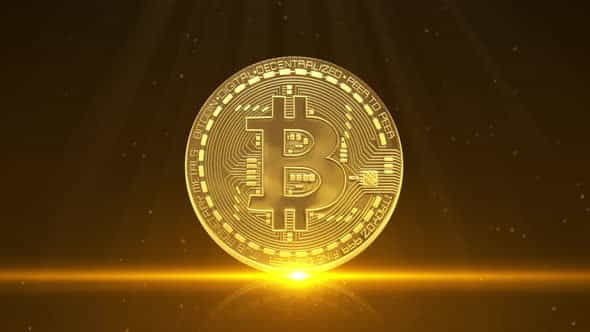 Golden Bitcoin Seamlessly Rotated Background - VideoHive 32286513