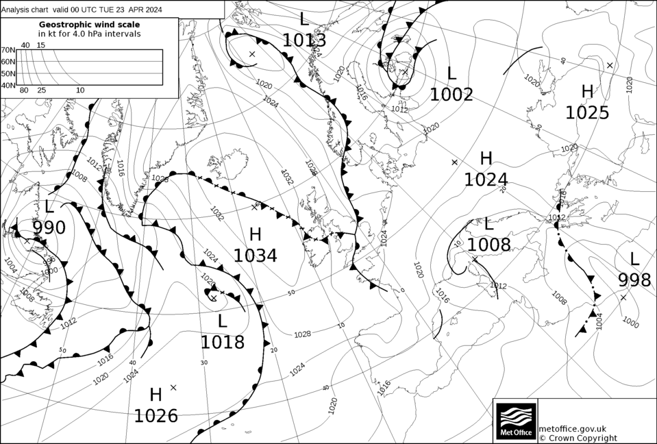 © Met Office Synoptic Chart 23/04/2024
