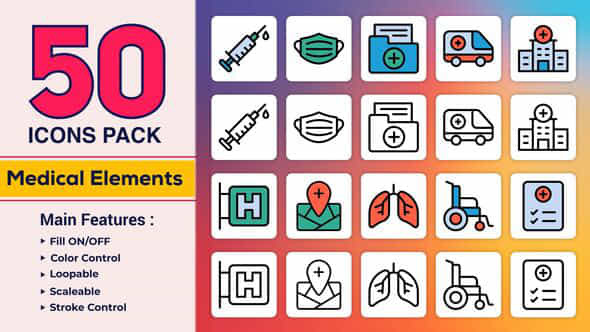 Dual Icons Pack Medical Icons - VideoHive 50037555