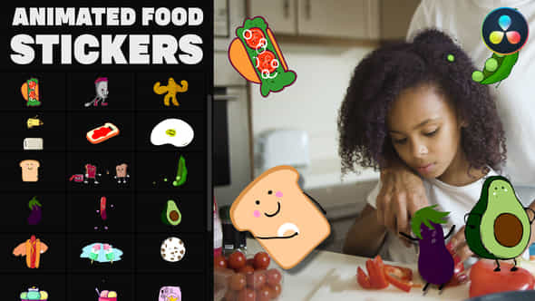 Animated Food Stickers - VideoHive 36434828