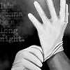 A pair of hands pulling on cleaning gloves, captioned, “It’s gonna be a long night.”