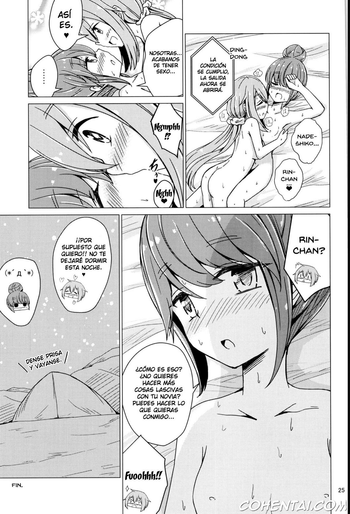 Sex Shinai to Derenai Tent ni Tojikomerareta NadeRin (Yuru Camp) xxx comics manga porno doujin hentai español sexo 