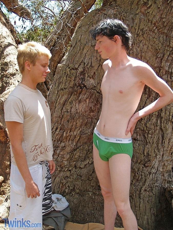 Gay boys Jackson C and Sebastian M give each other a blowjob outdoors(3)