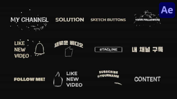 Sketch Youtube Buttons And Titles For After Effects - VideoHive 51690414