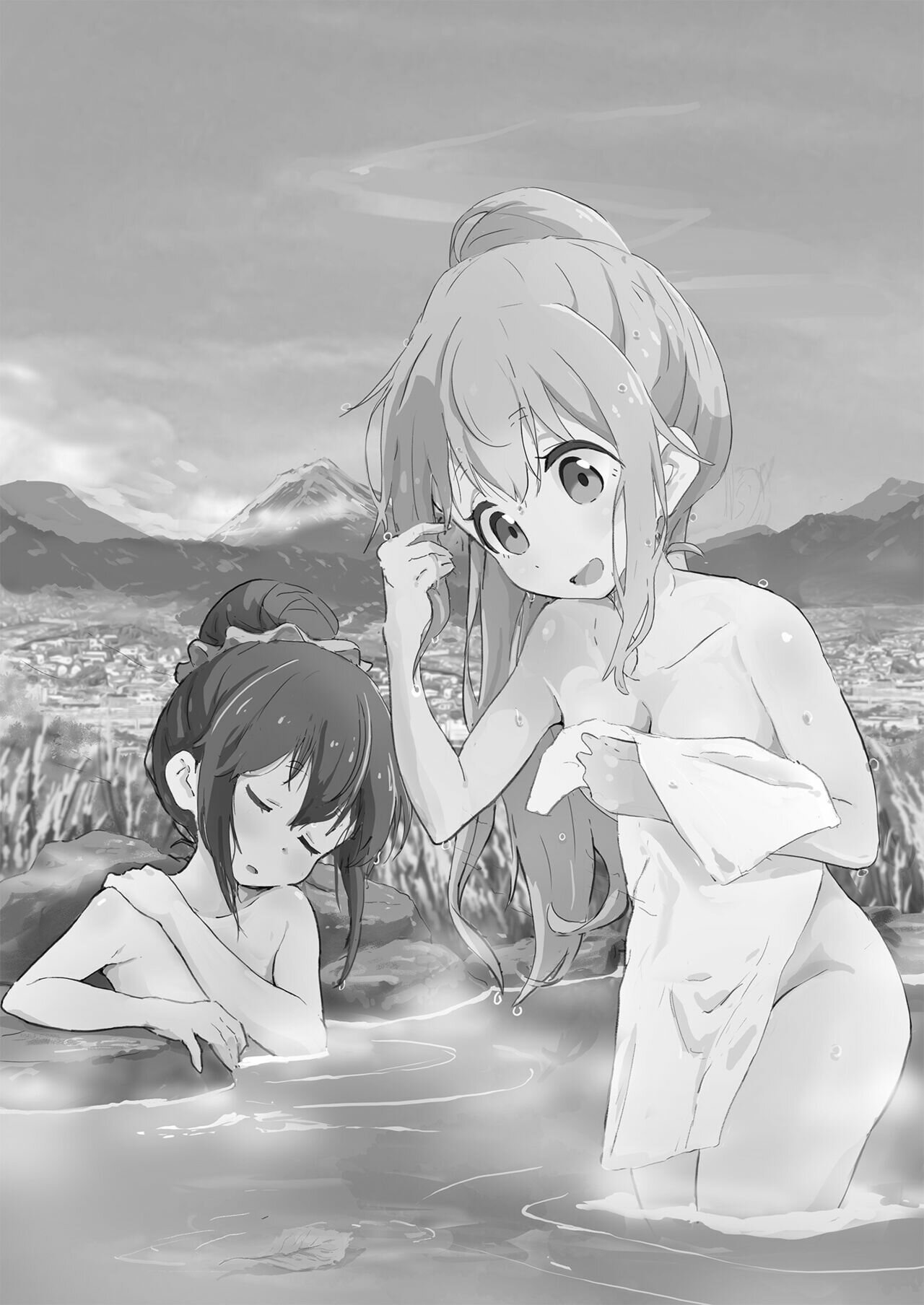 Nadeshiko y Rin en las aguas termales - 1