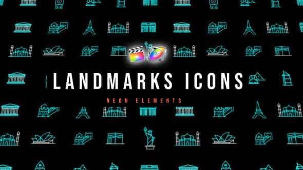 Landmarks Neon Icons - VideoHive 53677233