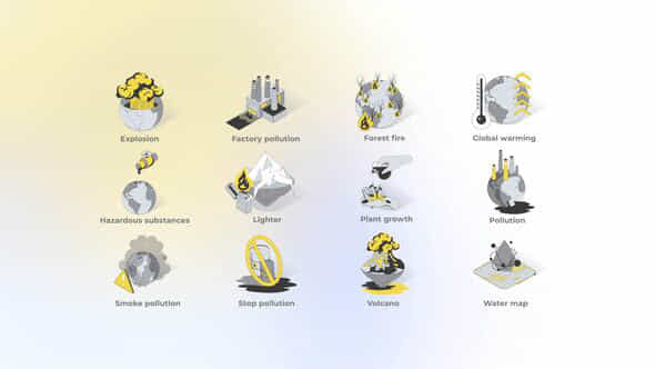 Environmental Disaster Isometric Icons - VideoHive 49871013