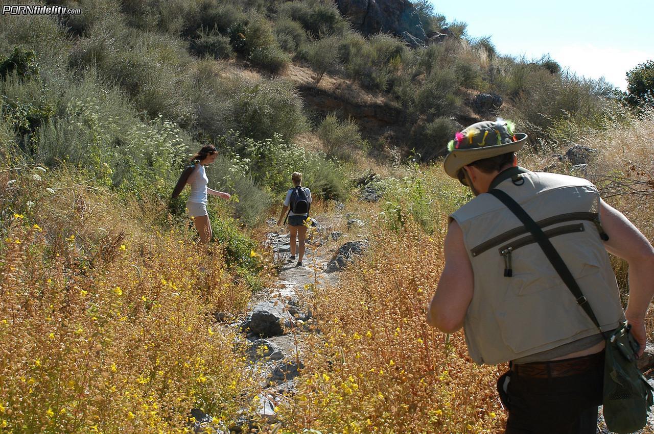 Dirty babes Katie Jordin and Nicole Aniston share stiff boner while hiking(6)