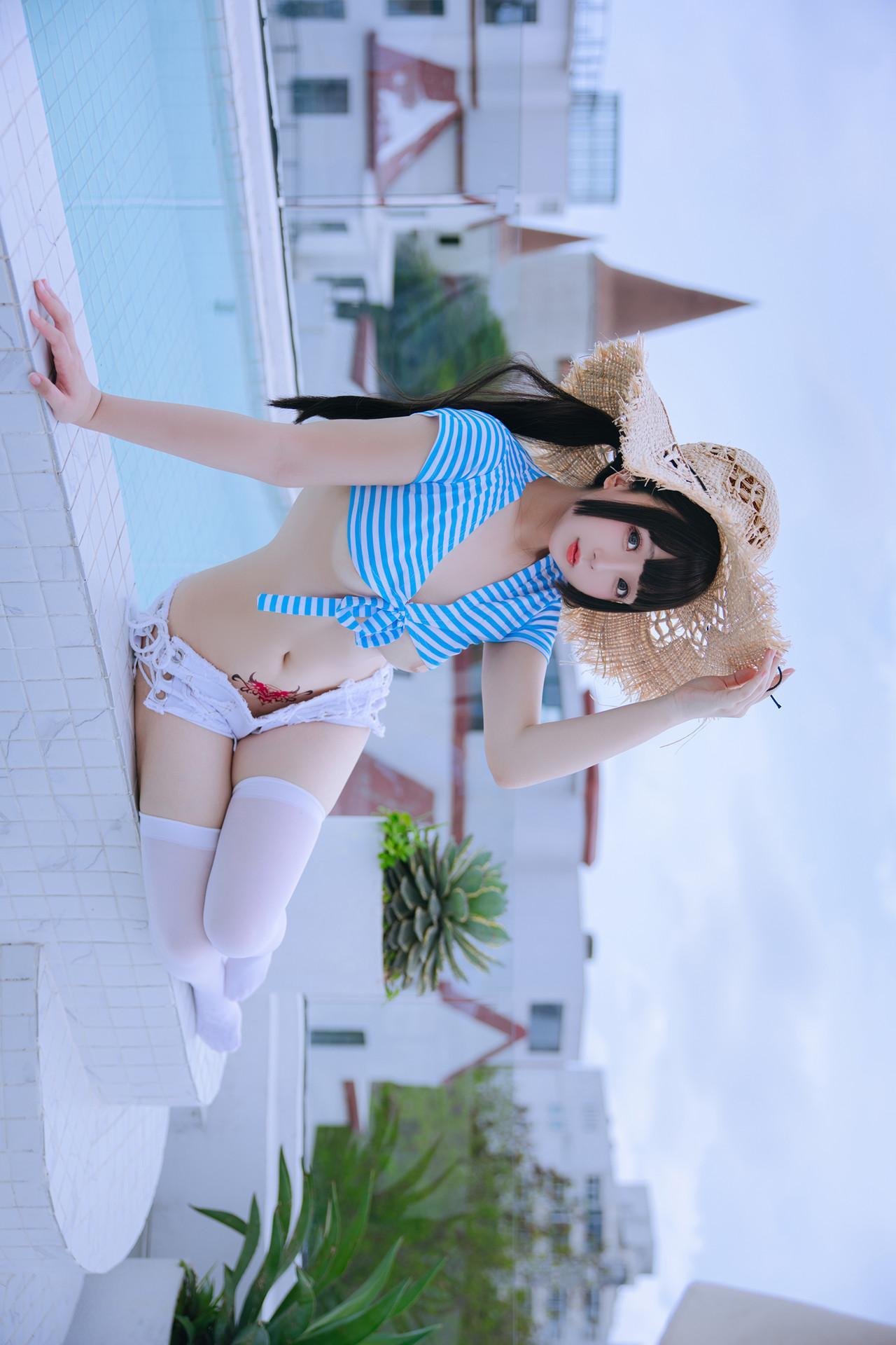 Cosplay Rinaijiao日奈娇 蓝白条 Set.01(6)