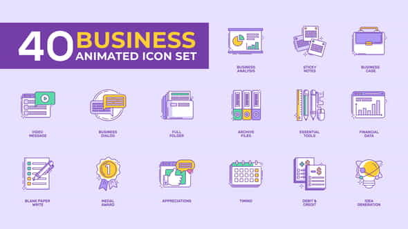 40 Animated Business Icon Set - VideoHive 22531764