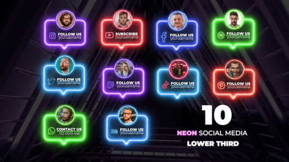 Neon Social Lower Thirds - VideoHive 33111083