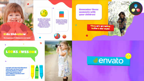 Kids Colorful Slideshow Davinci Resolve - VideoHive 51740682