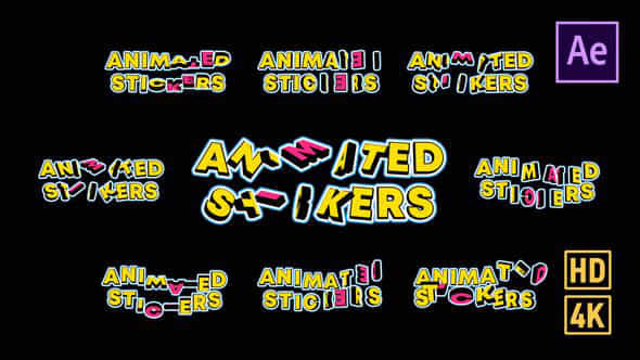 Animated Text Stickers - VideoHive 43119128