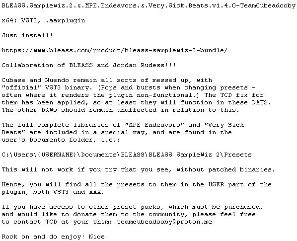 BLEASS Samplewiz 2 & MPE Endeavors & Very Sick Beats v1.4.0-TeamCubeadooby