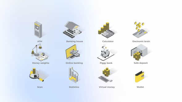 Banking Isometric Icons - VideoHive 49870867