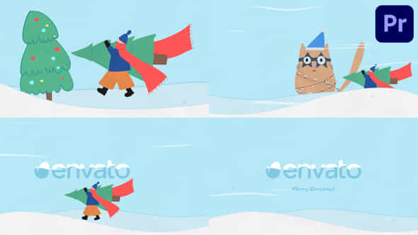 Cartoon Christmas Logo Premiere Pro Mogrt - VideoHive 48998751