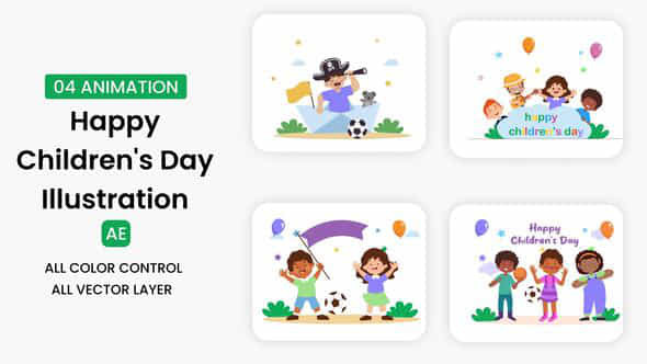 Happy Childrens Day Illustration - VideoHive 54969450