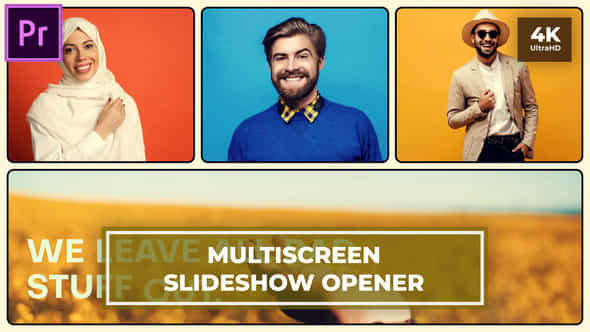 Multiscreen Slideshow Split Screen Opener Dynamic Intro Mogrt For Premier Pro - VideoHive 49302447
