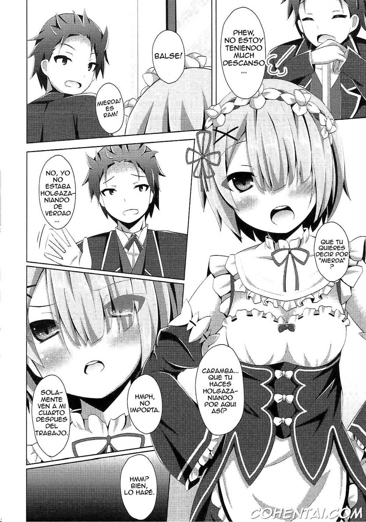 “A Subaru-kun Ecchi Shimasu?” “Chotto Barusu Nani Jiro Jiro Miten no yo” (Re:Zero Kara Hajimeru Isekai Seikatsu) xxx comics manga porno doujin hentai español sexo 