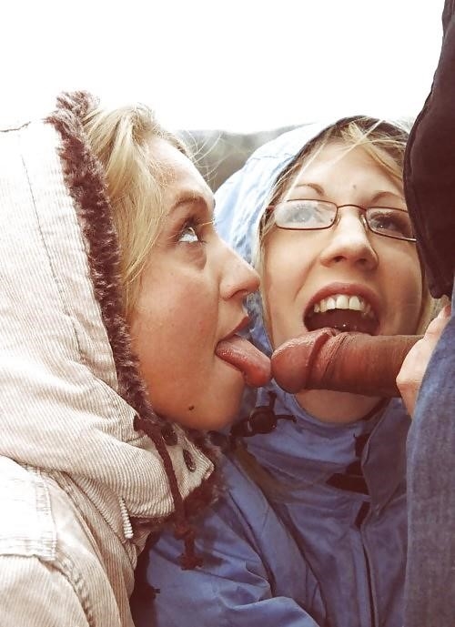 Two girls sucking penis-7877