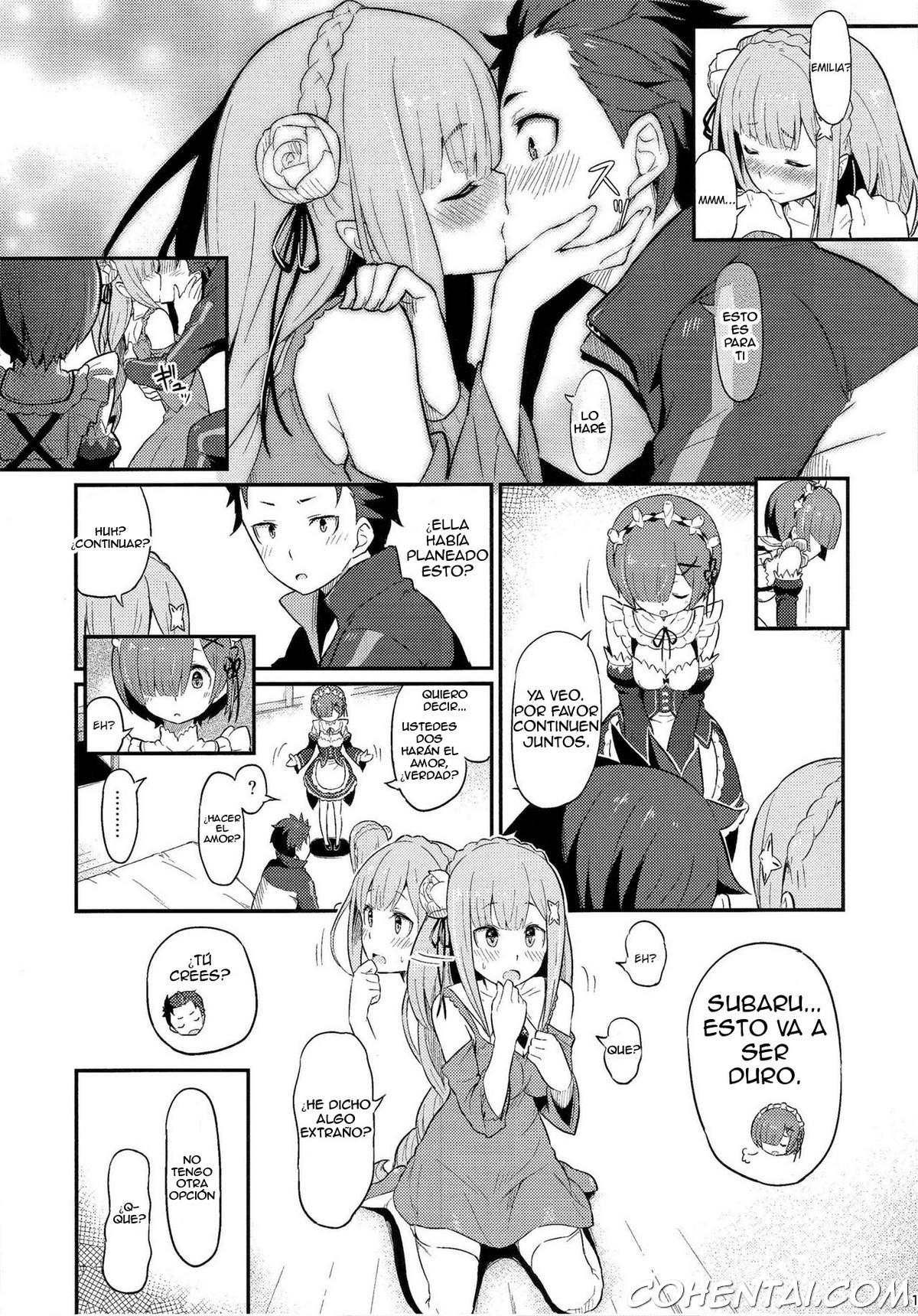 Rem no Emilia Kuttsuke Daisakusen (Re:Zero kara Hajimeru Isekai Seikatsu) xxx comics manga porno doujin hentai español sexo 