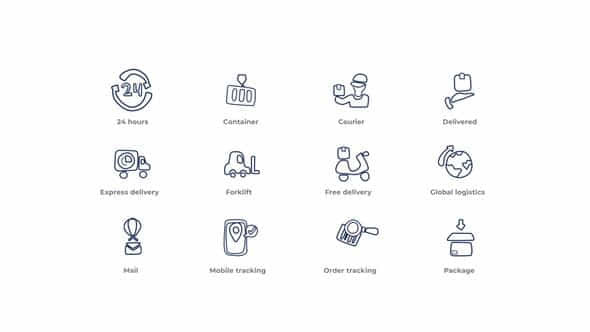Delivery Outline Icons - VideoHive 49817704