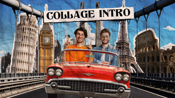 Retro Paper Collage Style Intro - VideoHive 58623572