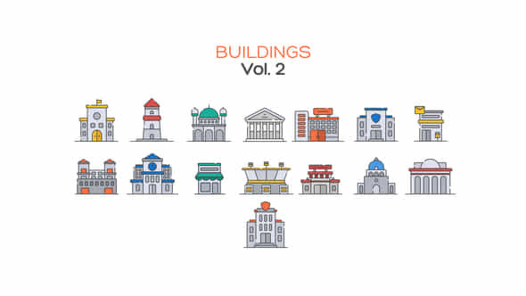 Buildings Line Icons - VideoHive 40330879