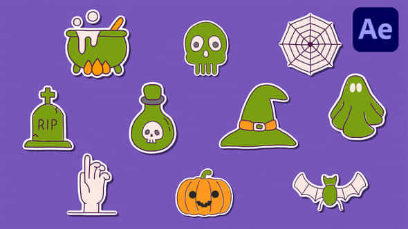 Halloween Sticker Ae - VideoHive 54844820