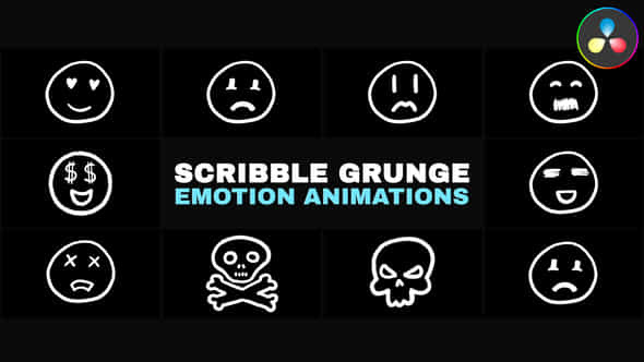 Minimal Scribble Grunge Emotion Animations Davinci Resolve - VideoHive 53666324