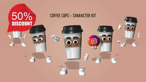 Coffee Cups - Character Kit - VideoHive 27115848