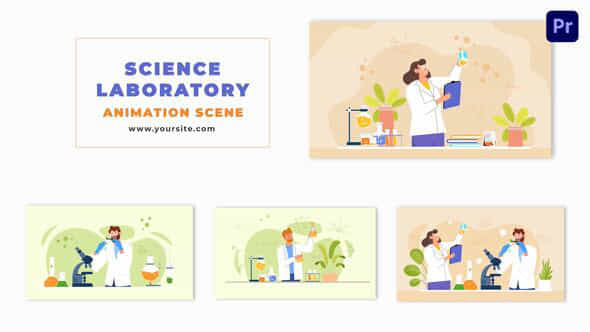 Scientist In Laboratory Vector Animation Animation Scene - VideoHive 48802301